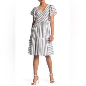 Caslon Striped Midi Dress - Black and White